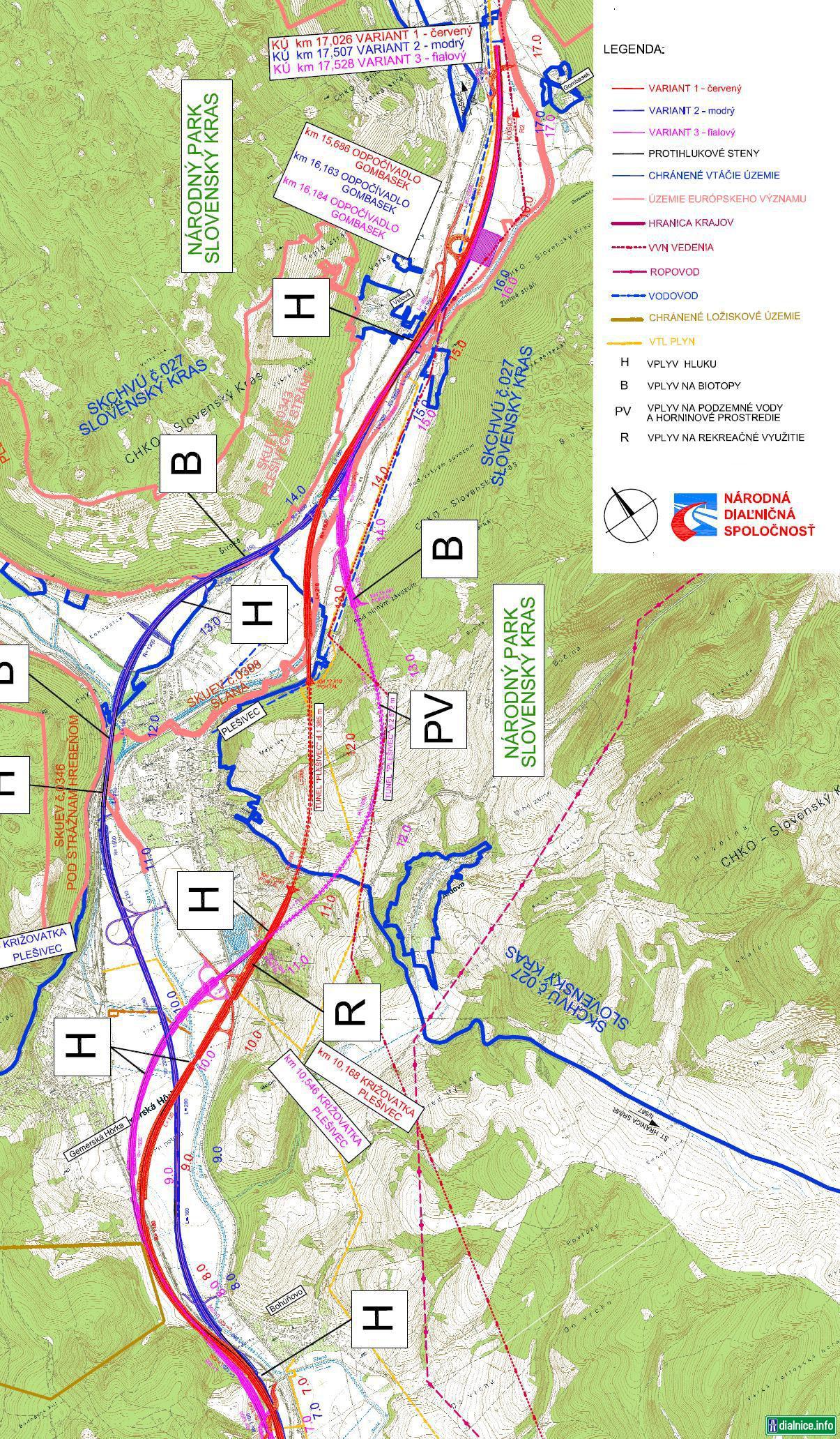 Druhá mapka trasovania úseku rýchlostnej cesty R2 Tornaľa - Gombasek