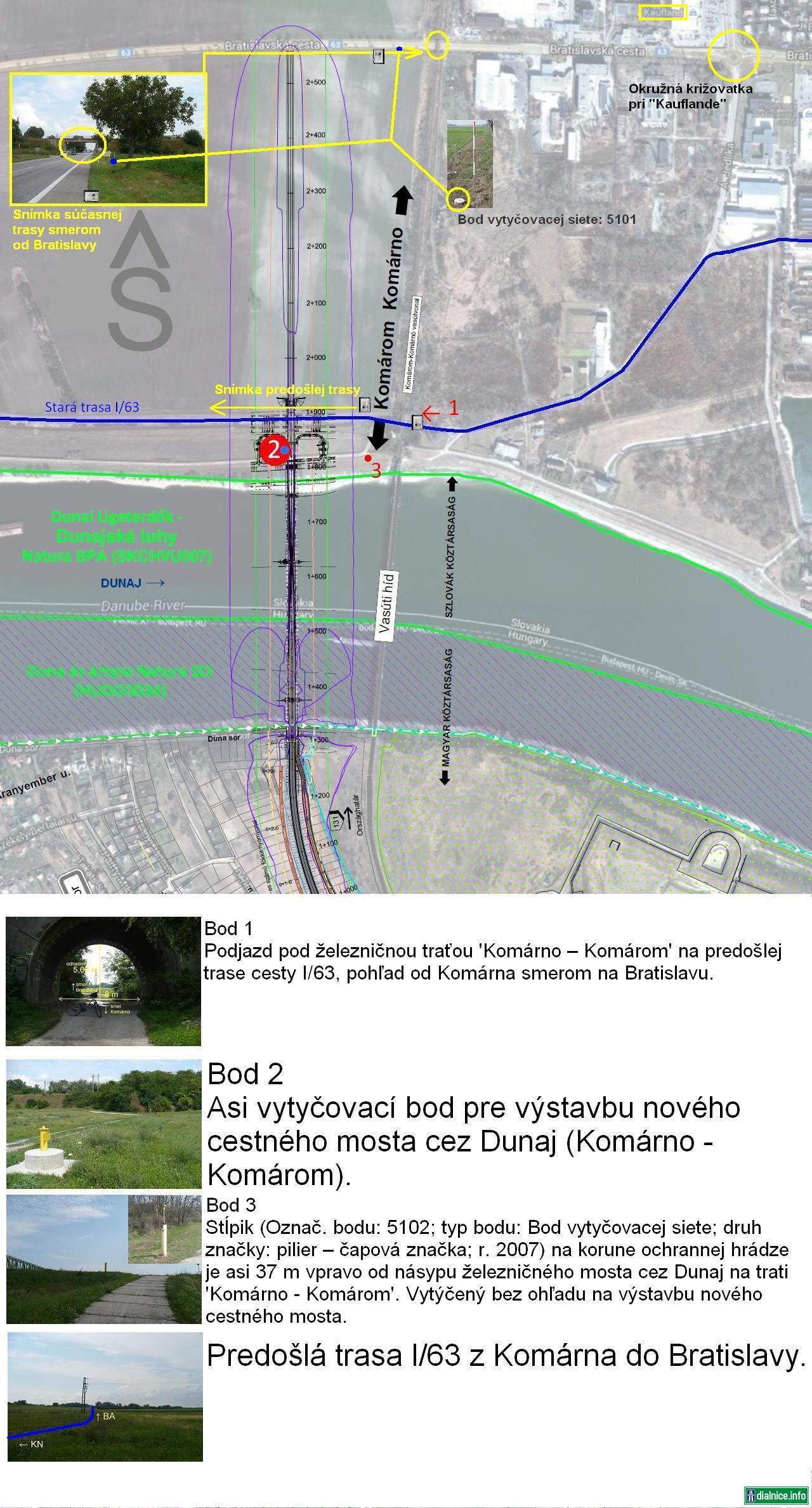 Komárno, I/63 - situačná "mapka" pri novom moste