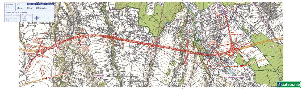 I/11 Nebory - Oldrichovice mapa