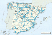 Španielsko - mapa diaľníc a RC