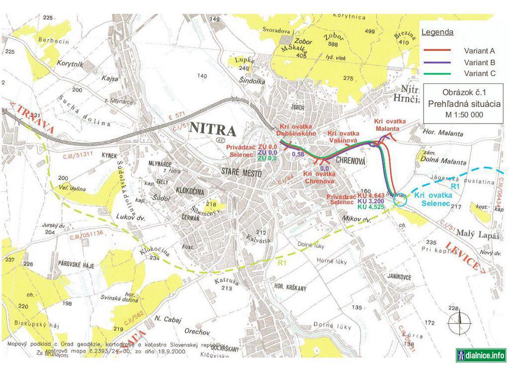 Nitra mapa juhovýchodného obchvatu
