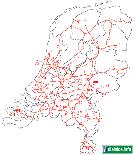 Holandsko - aktuálna mapa diaľničnej siete