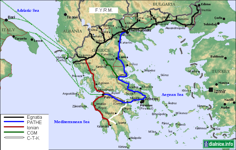 Grécko - mapa diaľníc a RC