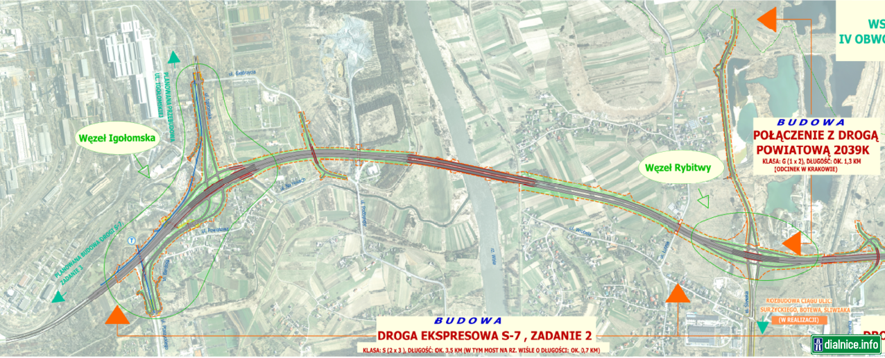 Krakow Mapa S7 MUK Rybitwy - MUK Iglomska