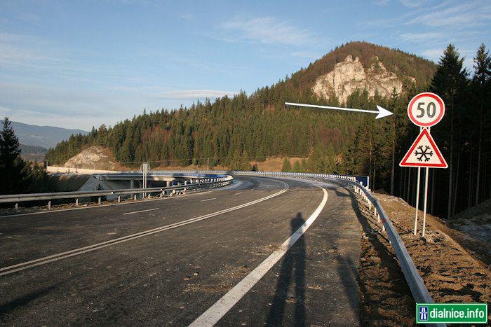 Most ponad údolie - rýchlostné obmedzenie