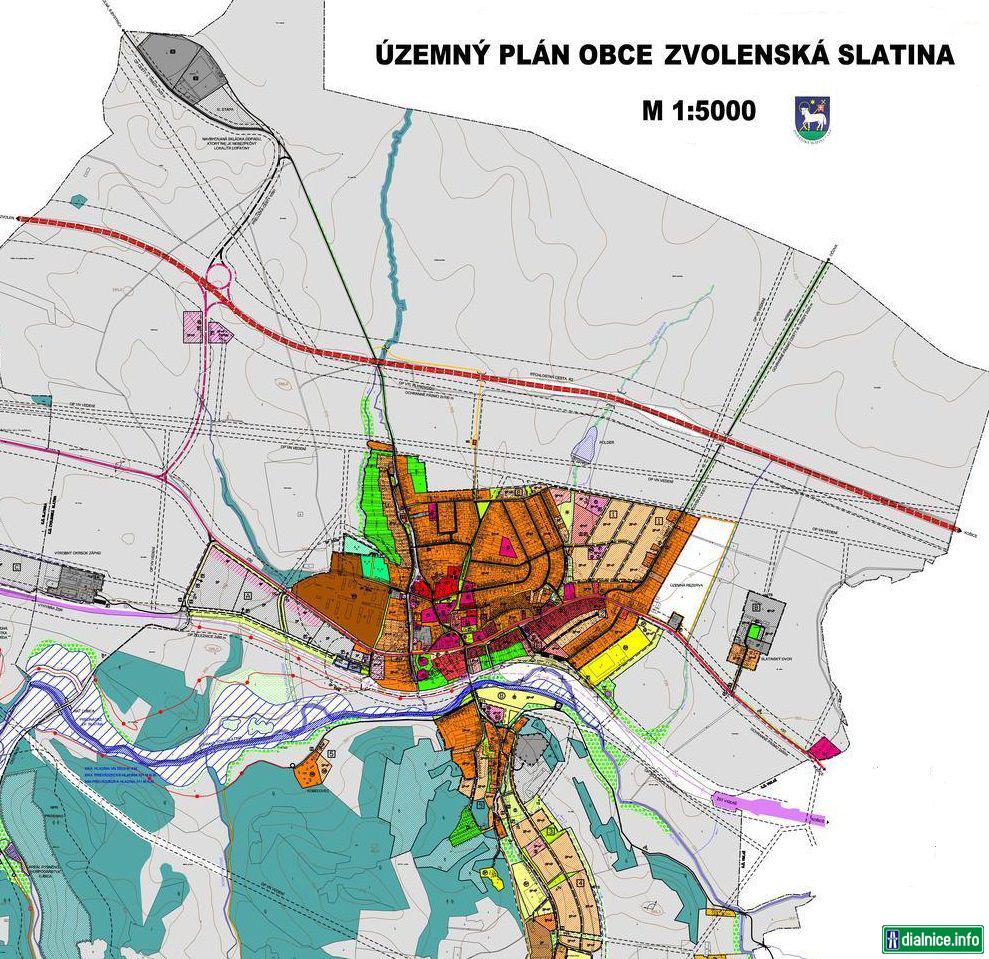 Mapka trasy rýchlostnej cesty R2 na území obce Zvolenská Slatina.