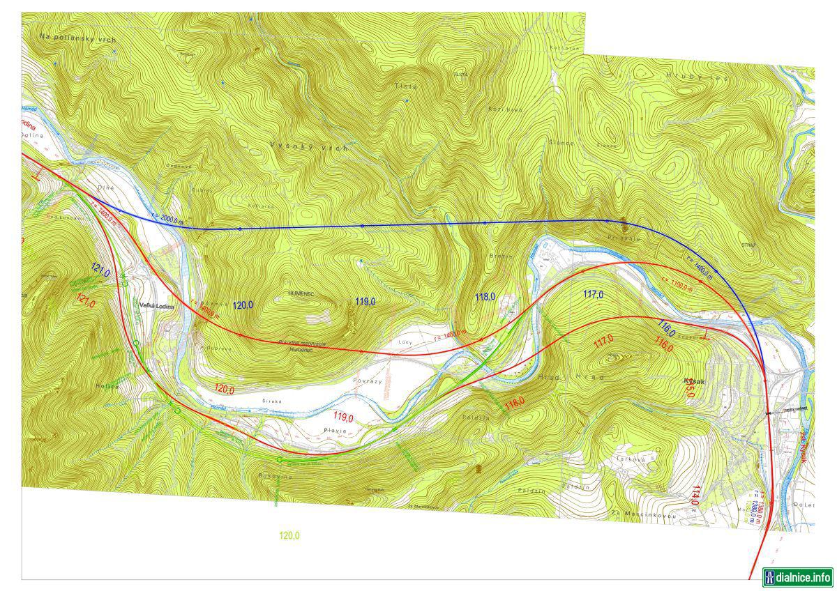 Trasy železnice v okolí Kysaku podľa EIA