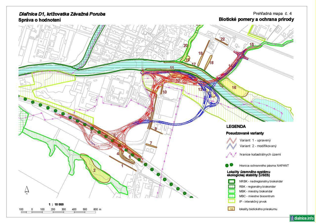 Mapka 2 navrhovanej križovatky D1 pri obci Závažná Poruba