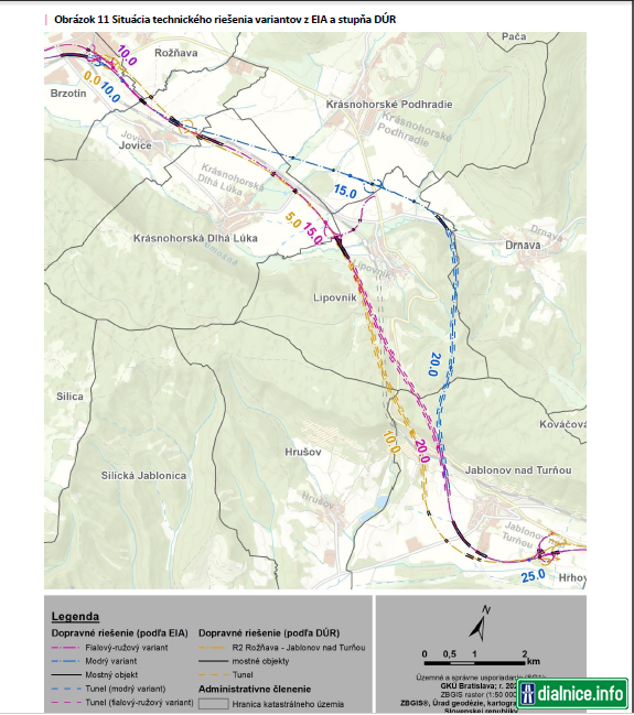 R2 Rožňava – Jablonov nad Turňou, varianty EIA a DÚR