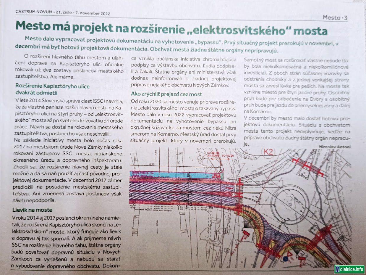 Plány mesta Nové Zámky na rozšírenie "elektrosvitského" mosta