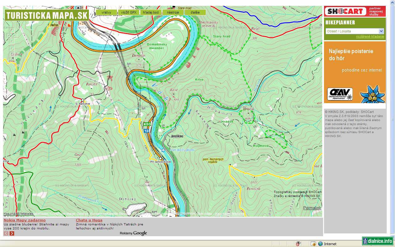 Trasa I_18 pri Domašinsky meander - Dubna Skala