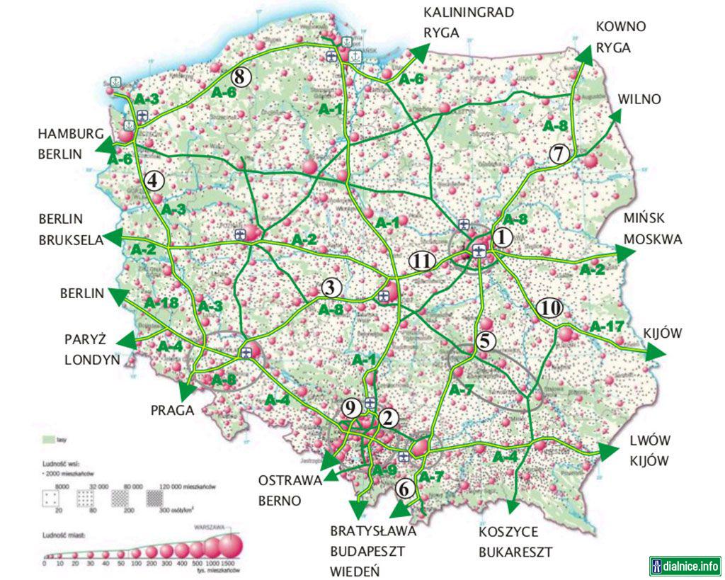 Poľsko - návrh ďalšieho trasovania diaľníc a RC III.