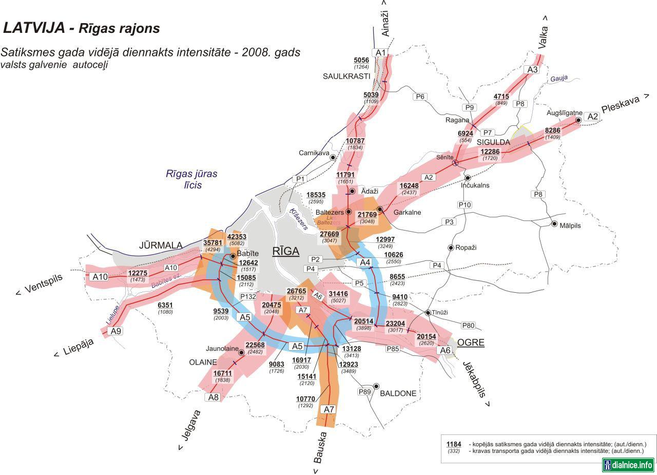 Intenzita dopravy v Lotyšsku