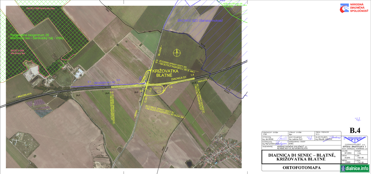 D1 Senec - Blatné, križovatka Blatné Ortofotomapa