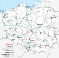 Sieť diaľníc a rýchlociest v Poľsku 05/2014