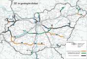Najnovšie plány výstavby maďarskej diaľničnej siete, predpokladaný stav v roku 2027.